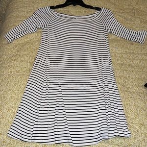 Old navy black and white striped off-the-shoulder dress.